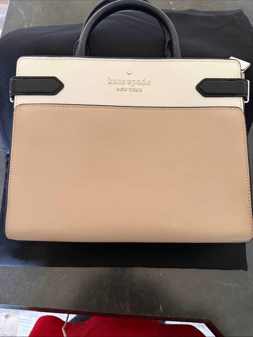 kate spade Two-Tone Cream, Blush & Black Structured Satchel